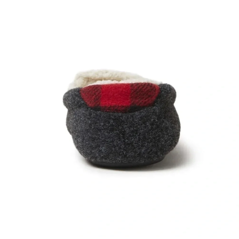NWT Kids DEARFOAMS Hunter Felted Microwool Moccasin Slipper Buffalo Plaid 2/3